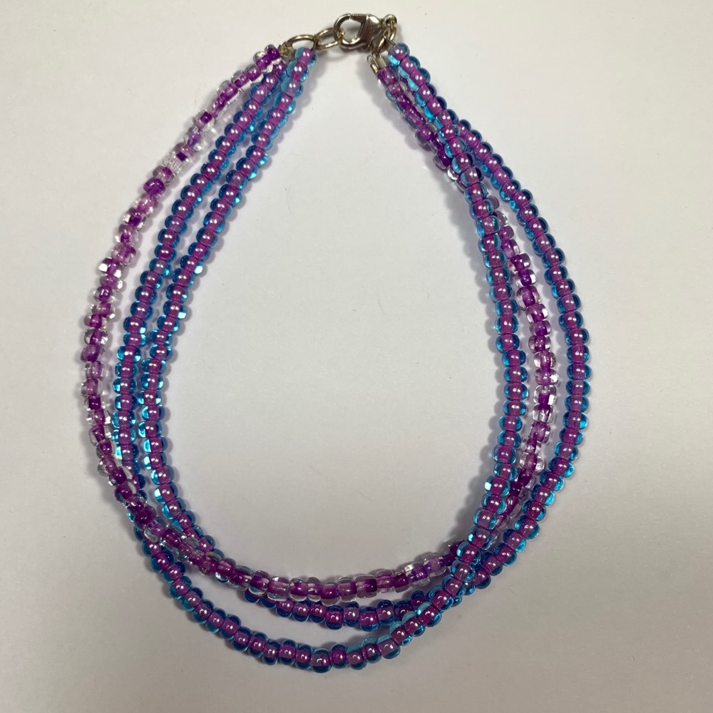 Anklet - Three strand purple beaded Anklet